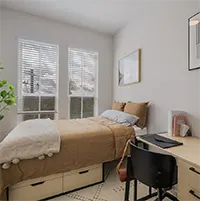 Fully furnished including underbed storage and private desks